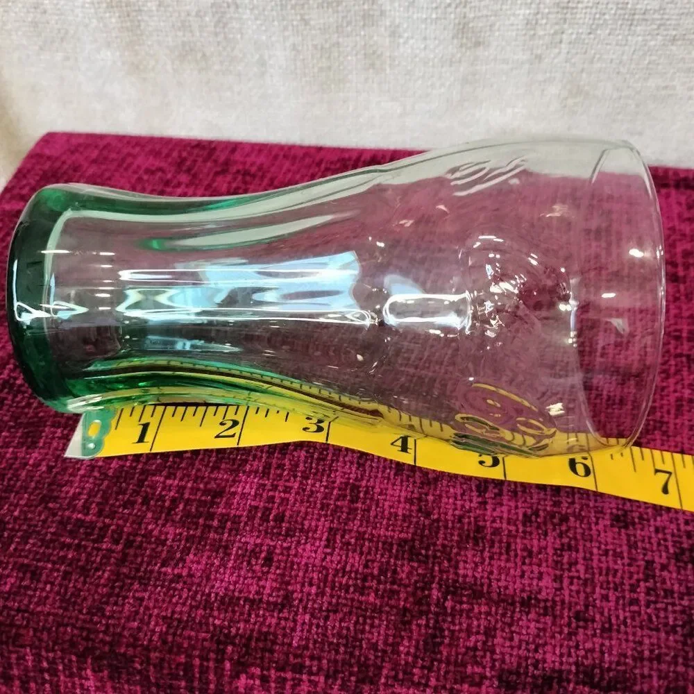 Vintage Coca Cola Green Tinted Bell Shaped Pint Glasses 12oz Set of 4